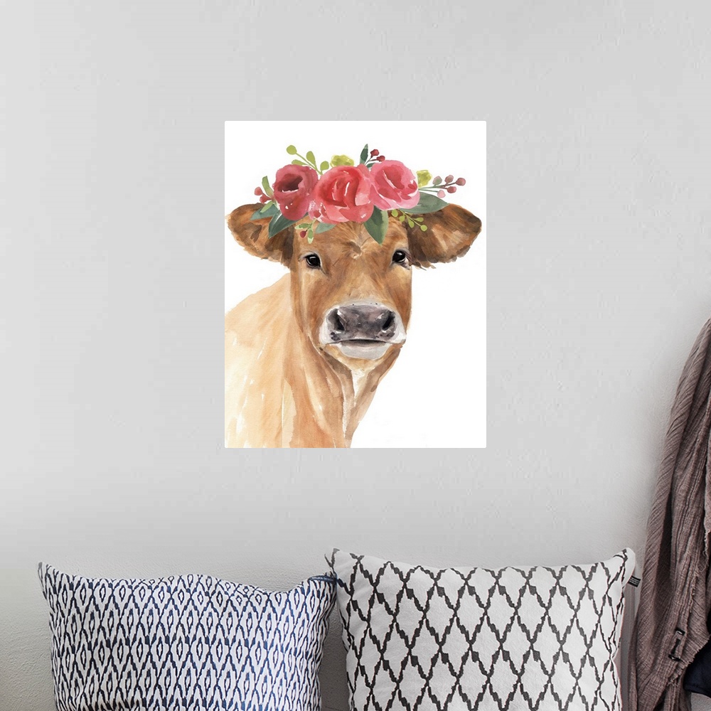 A bohemian room featuring Flowered Cow I