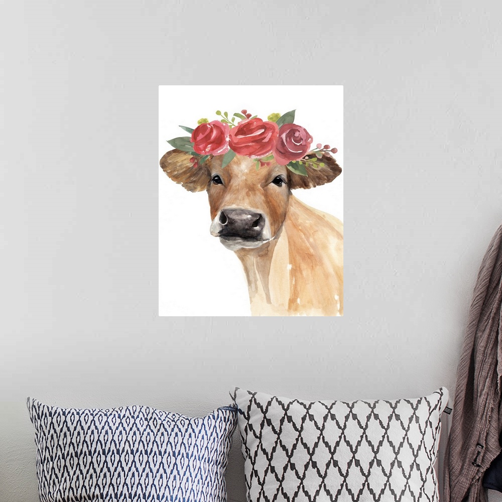A bohemian room featuring Flowered Cow II