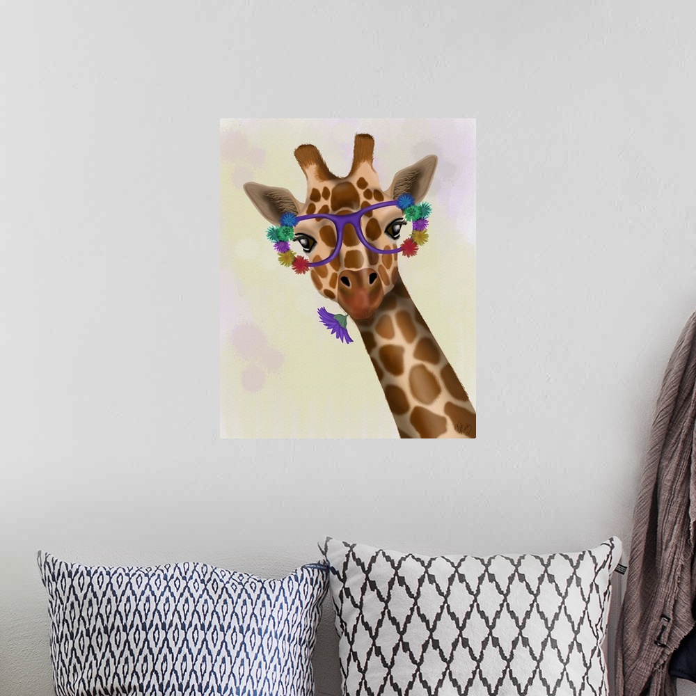A bohemian room featuring Giraffe and Flower Glasses 1