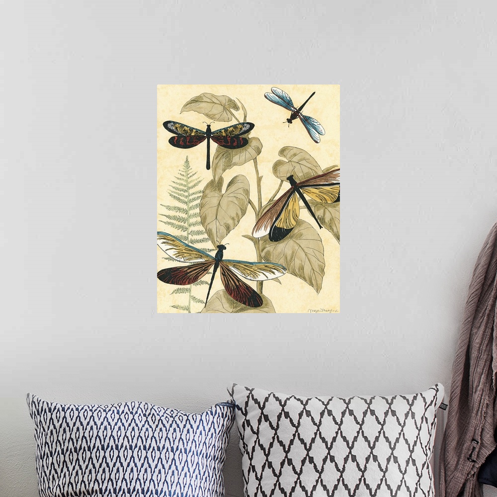 A bohemian room featuring Graphic Dragonflies in Nature II