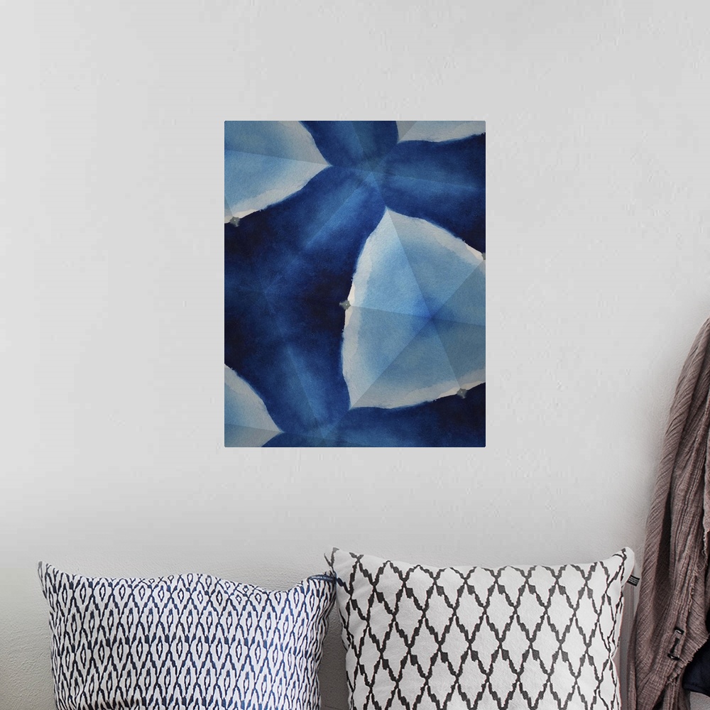 A bohemian room featuring Kaleidoscope image effect to blue ink on white paper.