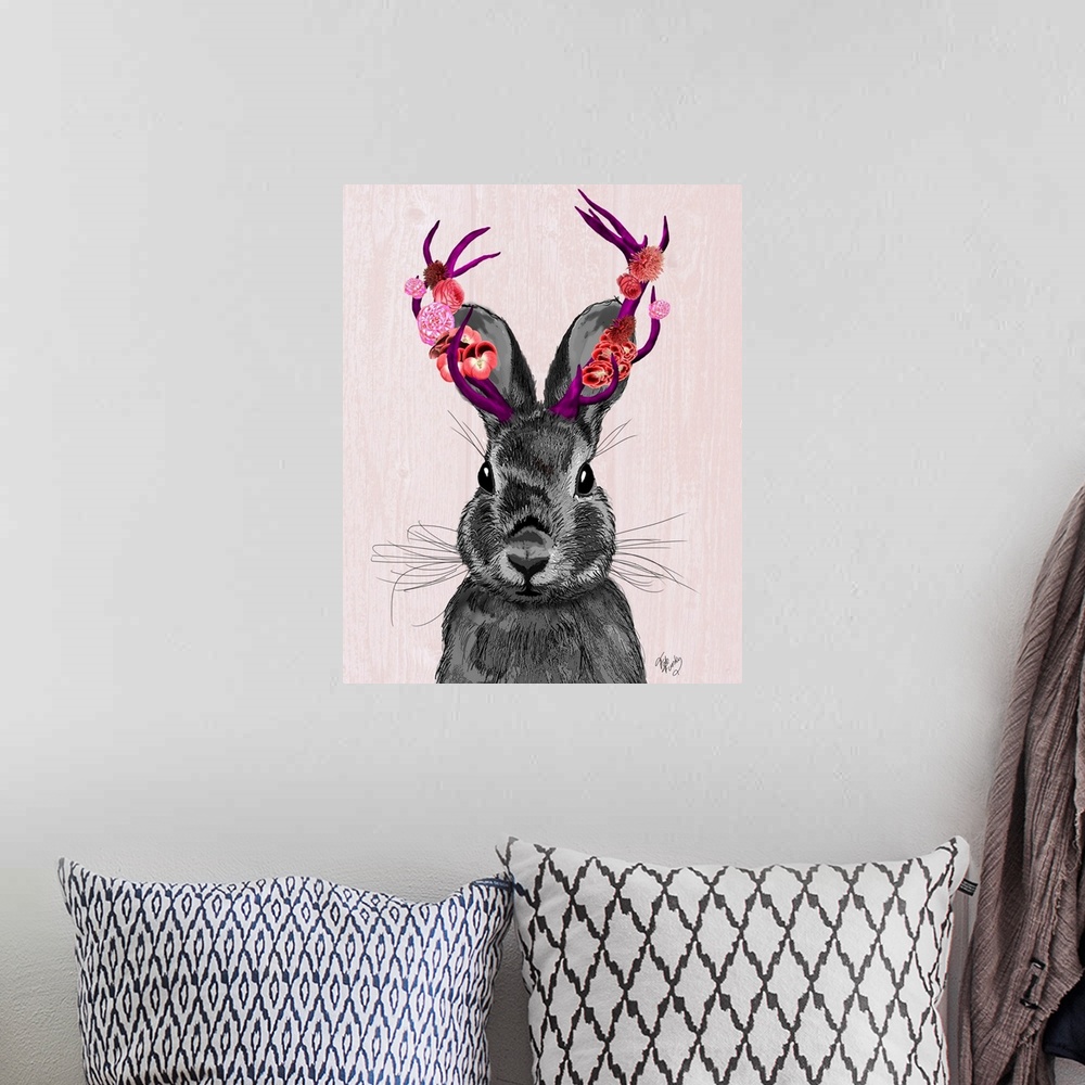 A bohemian room featuring Jackalope with Pink Antlers