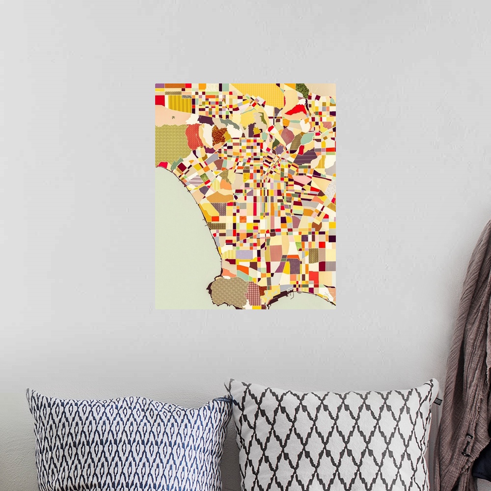 A bohemian room featuring Modern Los Angeles Map