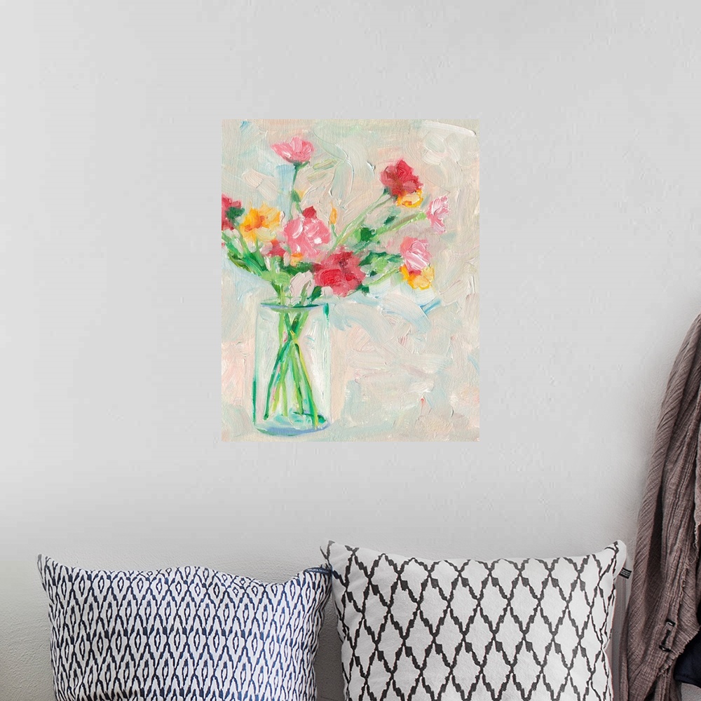 A bohemian room featuring Painterly Soft Bouquet I