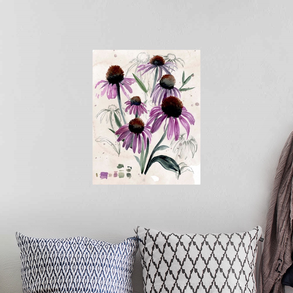 A bohemian room featuring Purple Wildflowers II