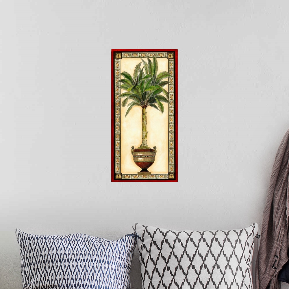 A bohemian room featuring Red Bordered Palm II