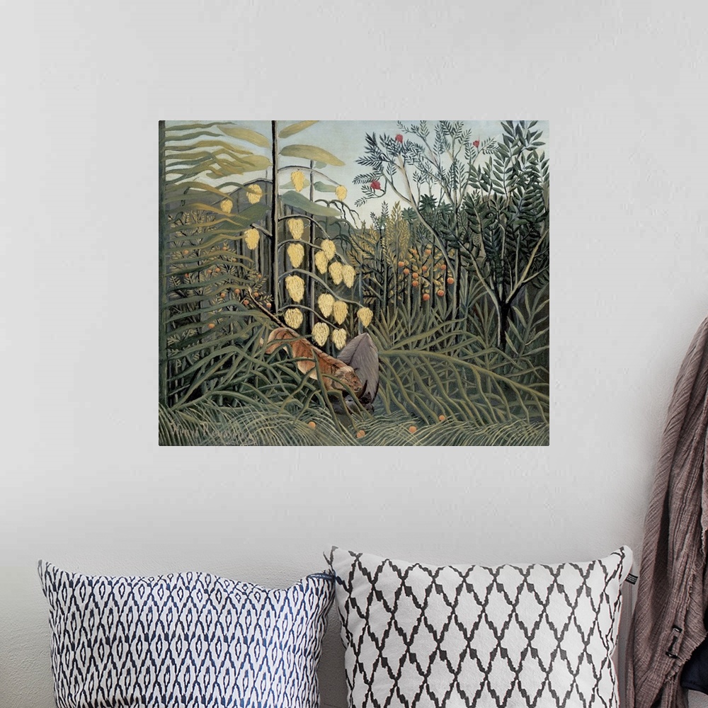 A bohemian room featuring Rousseau's Jungle II