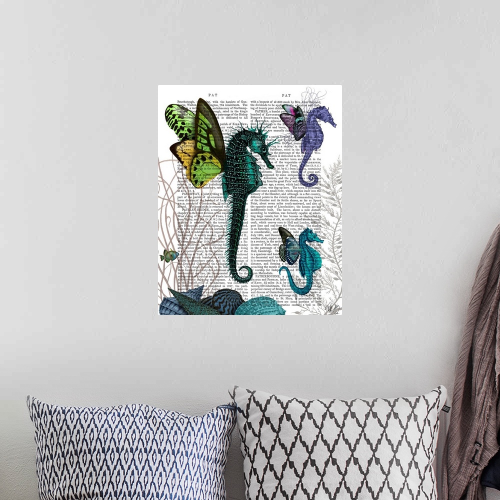 A bohemian room featuring Seahorse Trio With Wings