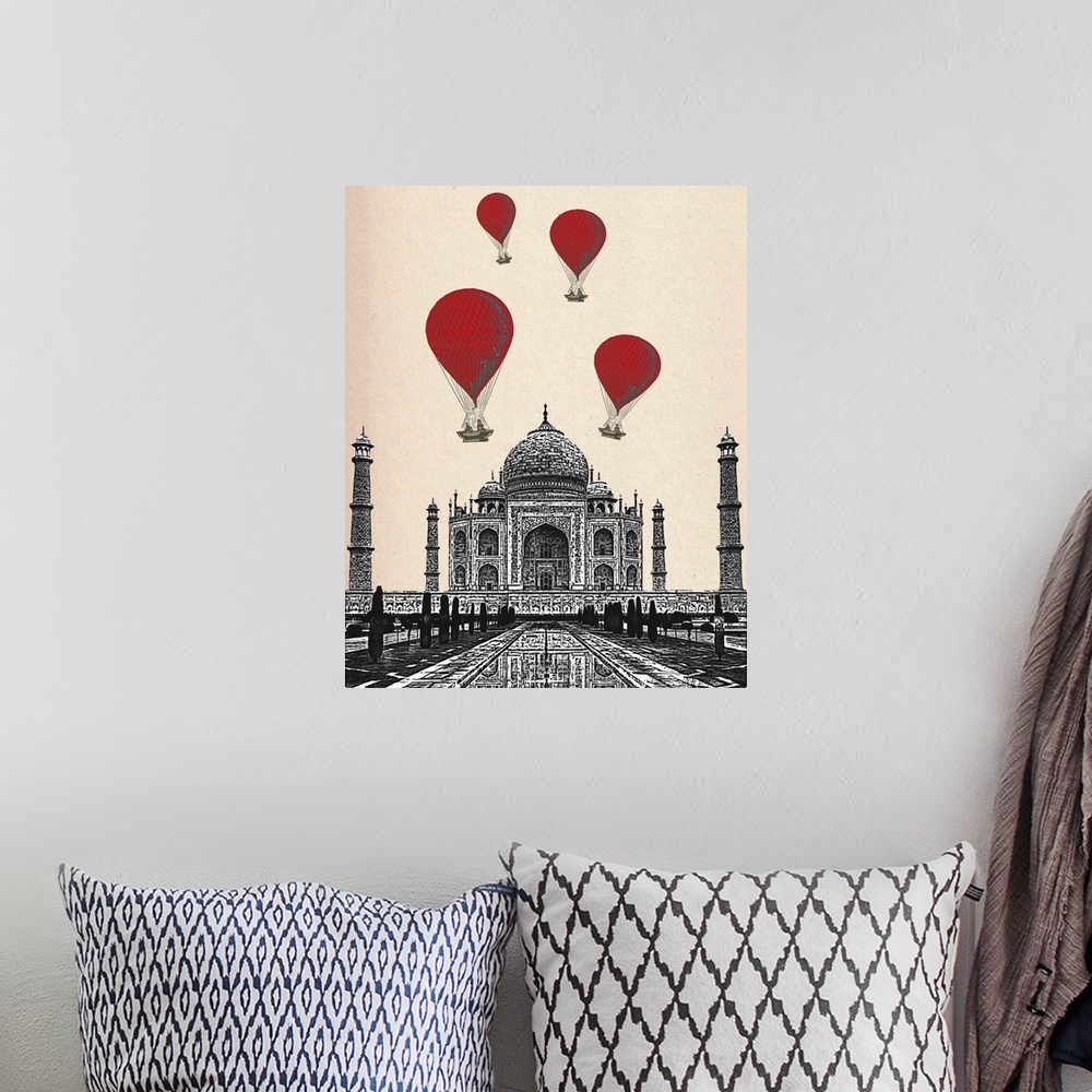 A bohemian room featuring Taj Mahal and Red Hot Air Balloons