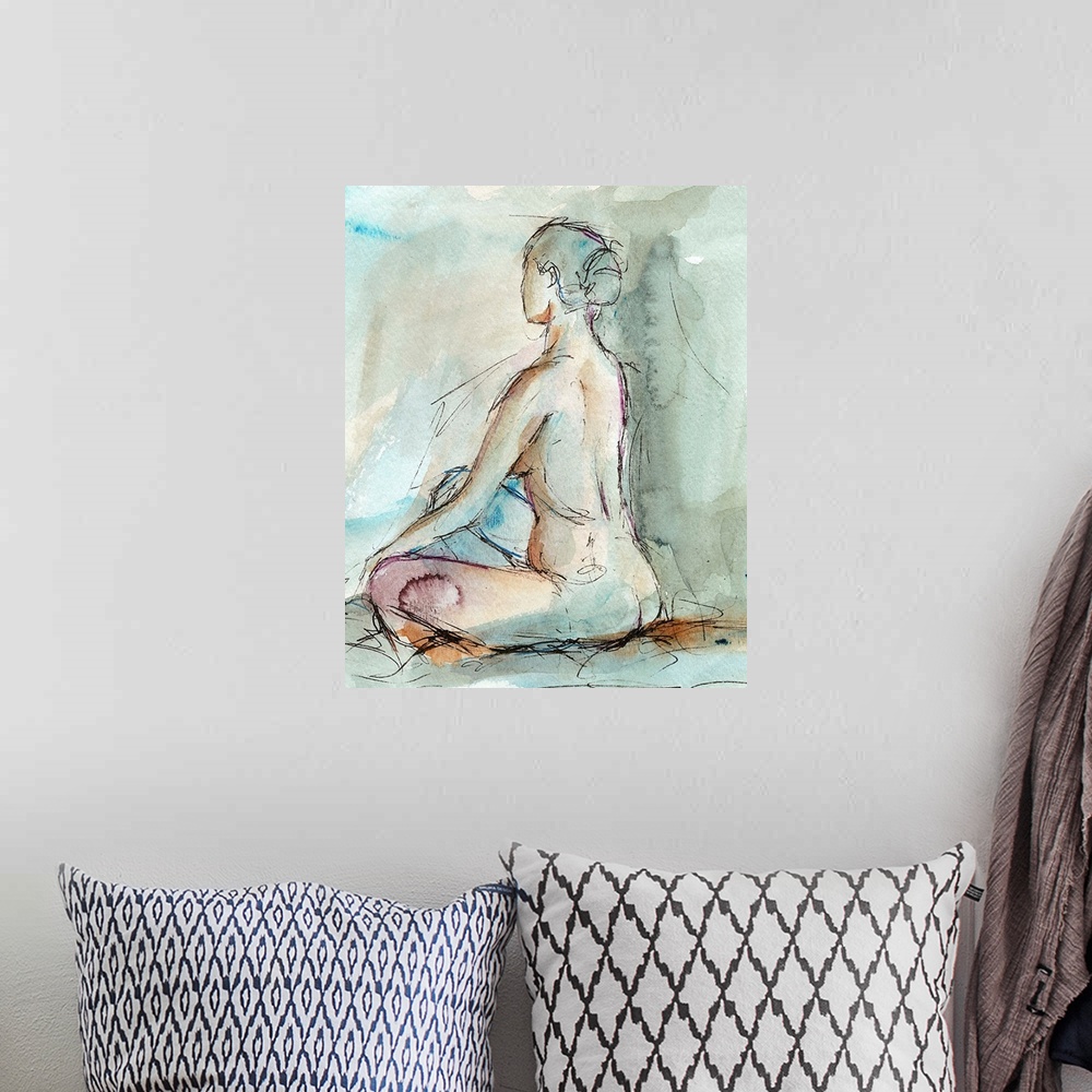 A bohemian room featuring Watercolor Gesture Study II