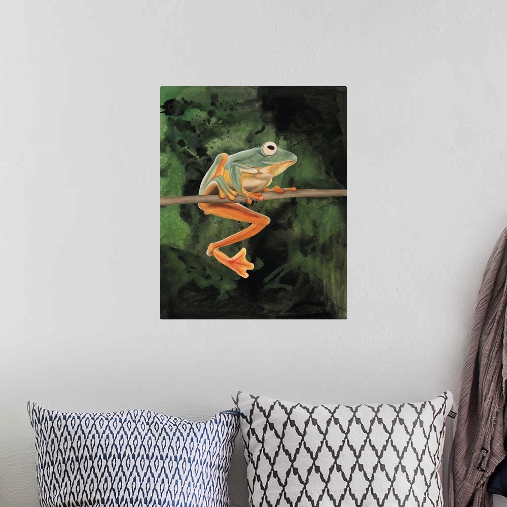A bohemian room featuring Watercolor Tree Frogs I