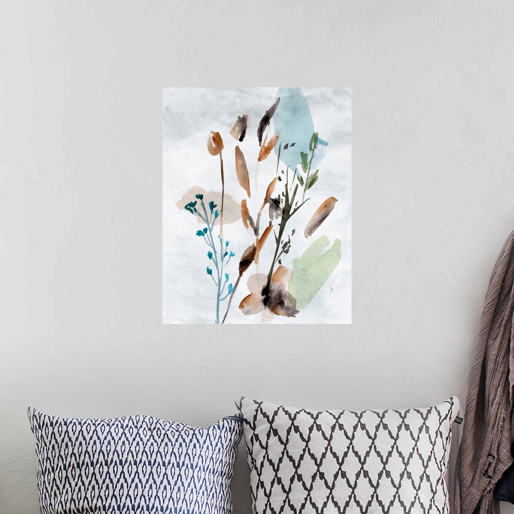 A bohemian room featuring Watercolor Wildflowers V