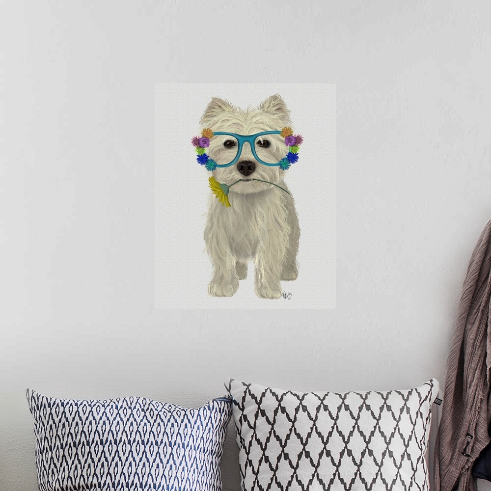 A bohemian room featuring West Highland Terrier Flower Glasses