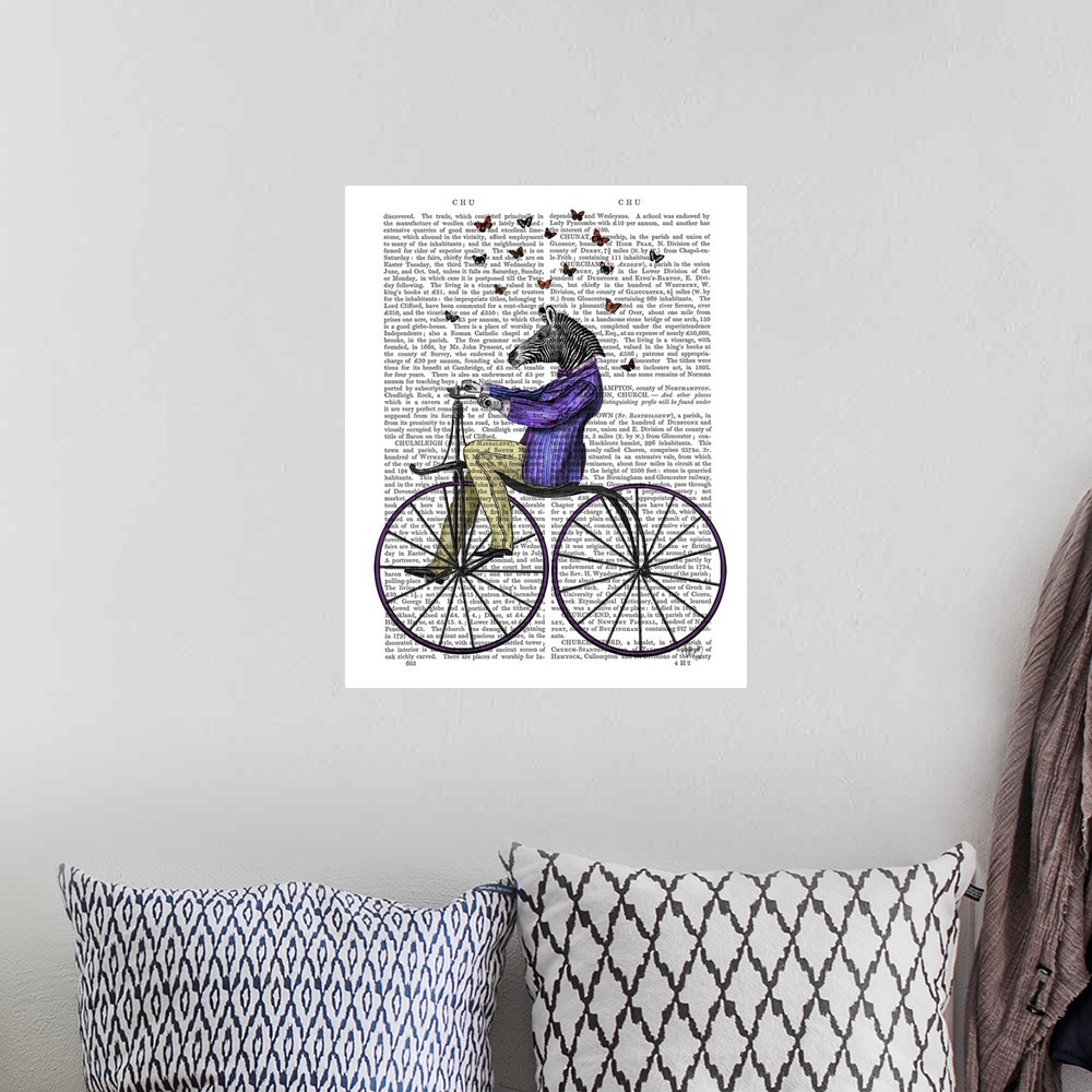 A bohemian room featuring Zebra On Bicycle