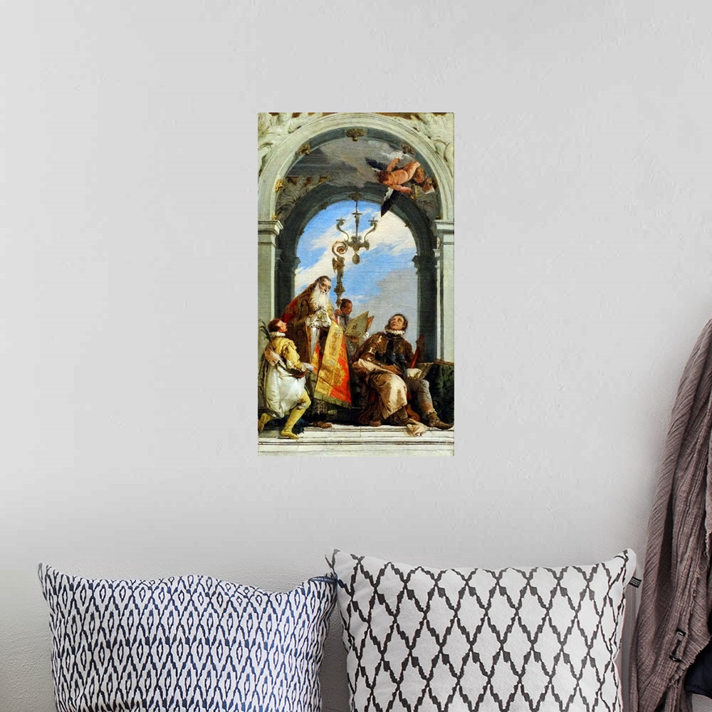 A bohemian room featuring Painting titled 'Saints Maximus and Oswald' by Giovanni Battista Tiepolo, an Italian painter and ...