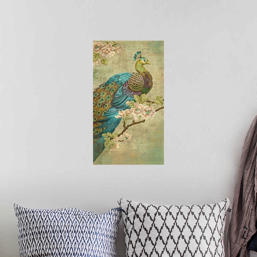 A bohemian room featuring Indian Peacock I