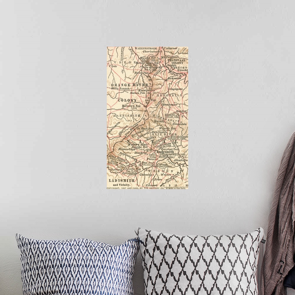 A bohemian room featuring Ladysmith and Vicinity - Vintage Map