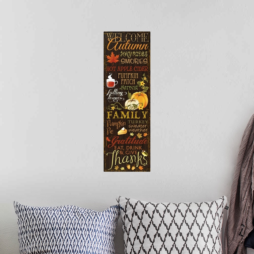 A bohemian room featuring Fall Typography I - Brown