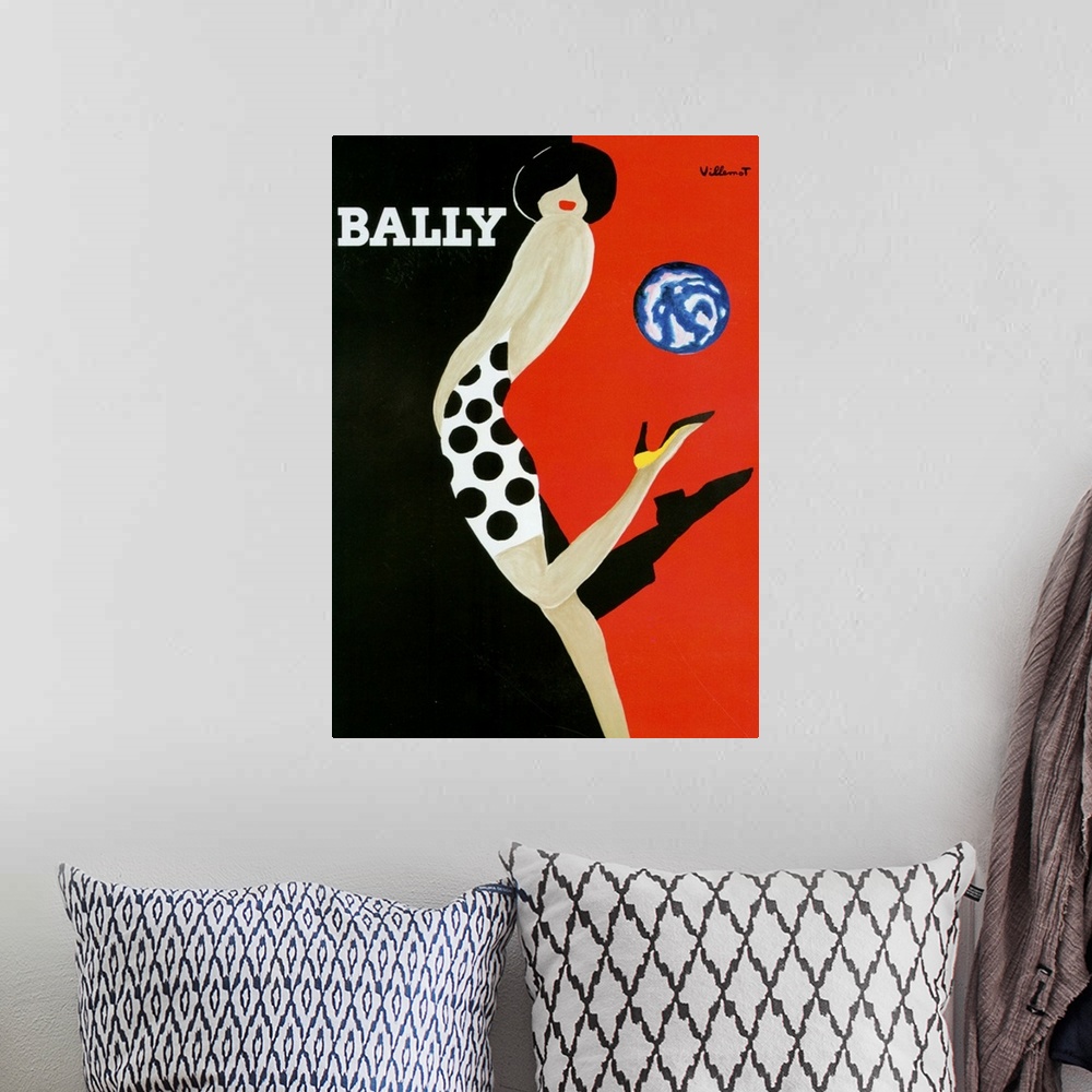 A bohemian room featuring 1980's France Bally Poster