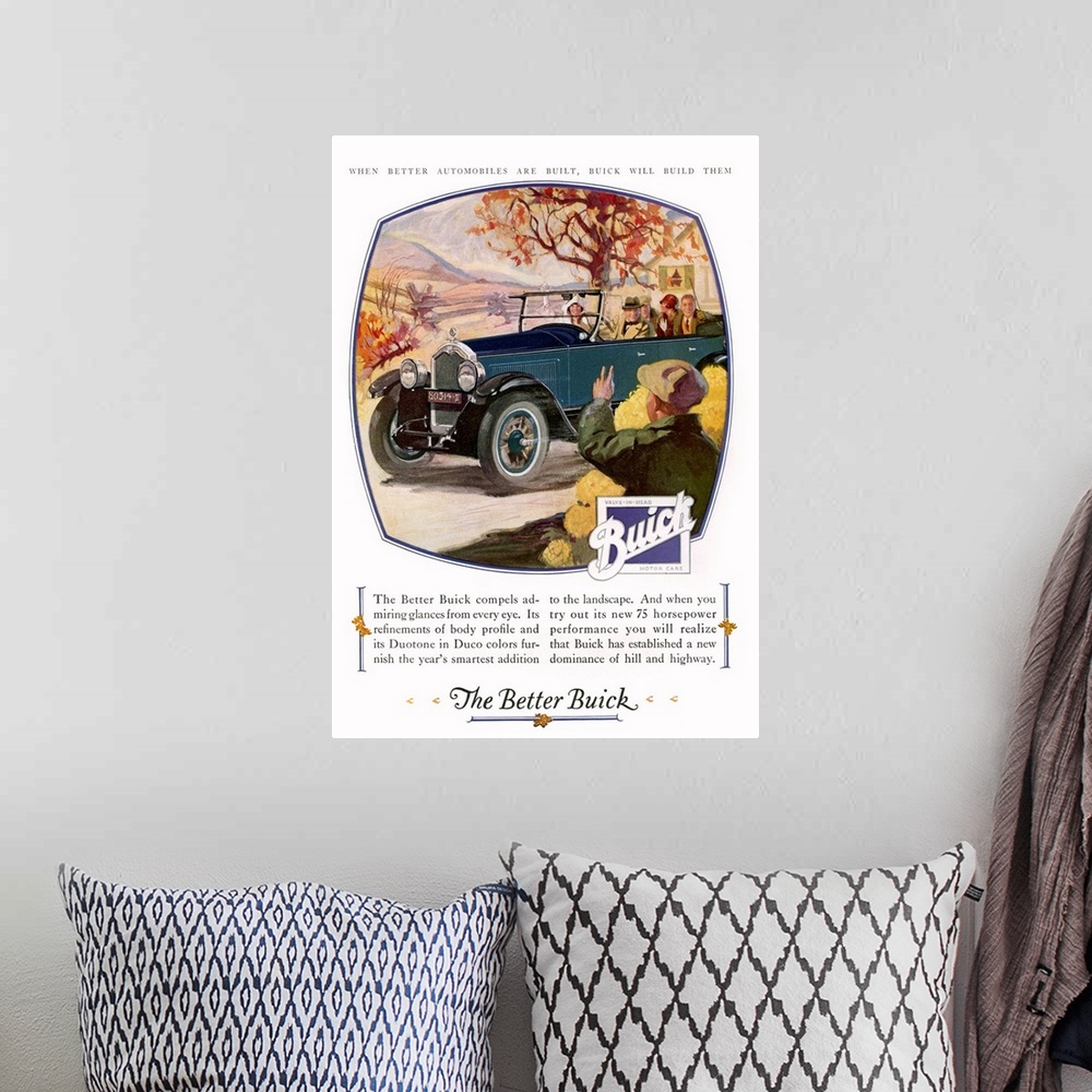 A bohemian room featuring Buick Automobile Advertisement