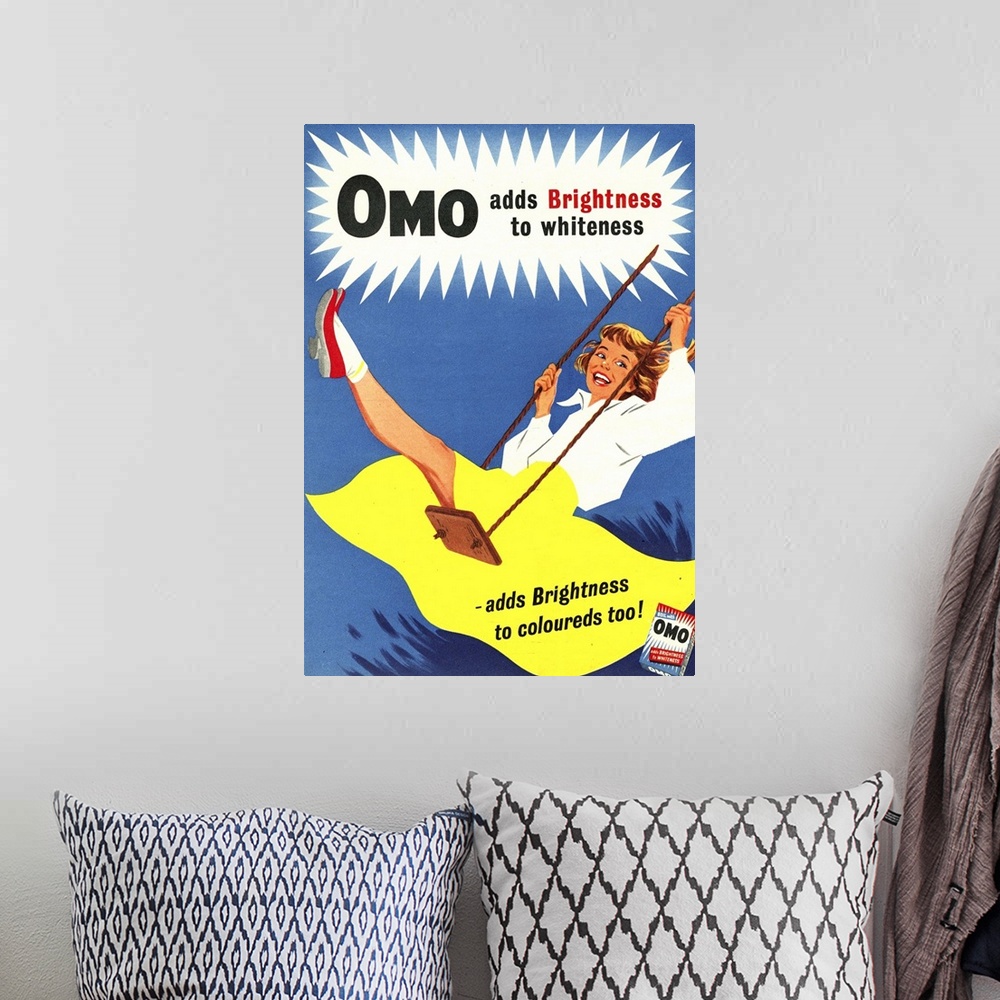 A bohemian room featuring Omo.1950s.UK.washing powder products detergent...