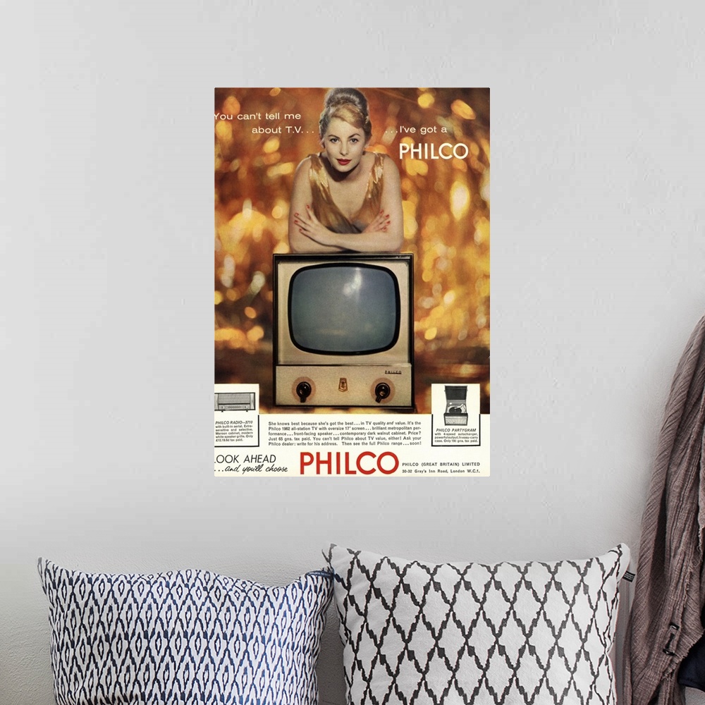 A bohemian room featuring Philco, Television