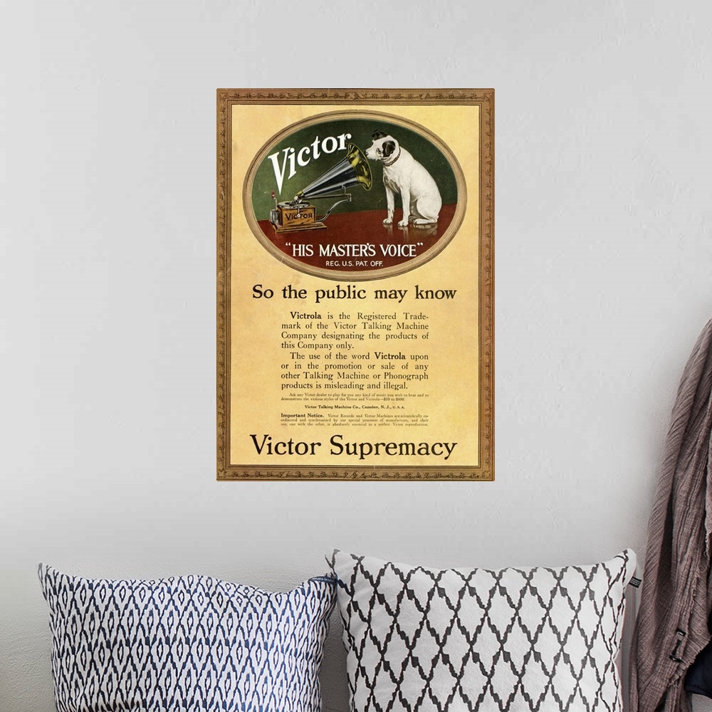 A bohemian room featuring Victor Victrola Advertisement