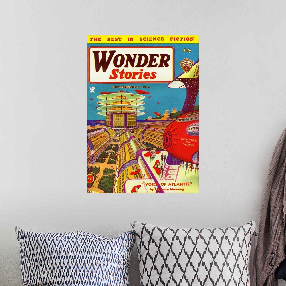 A bohemian room featuring Wonder Stories, July