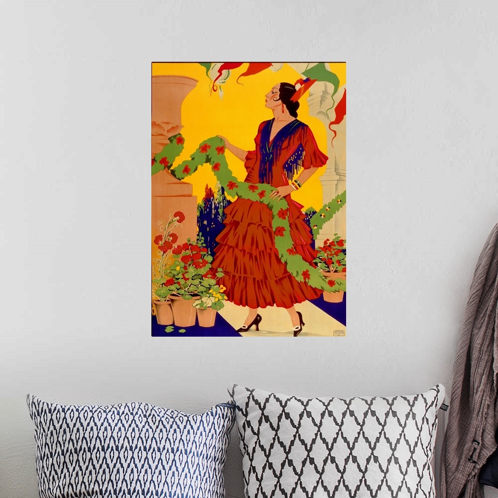 A bohemian room featuring Vintage Poster, Flamenco Dancer