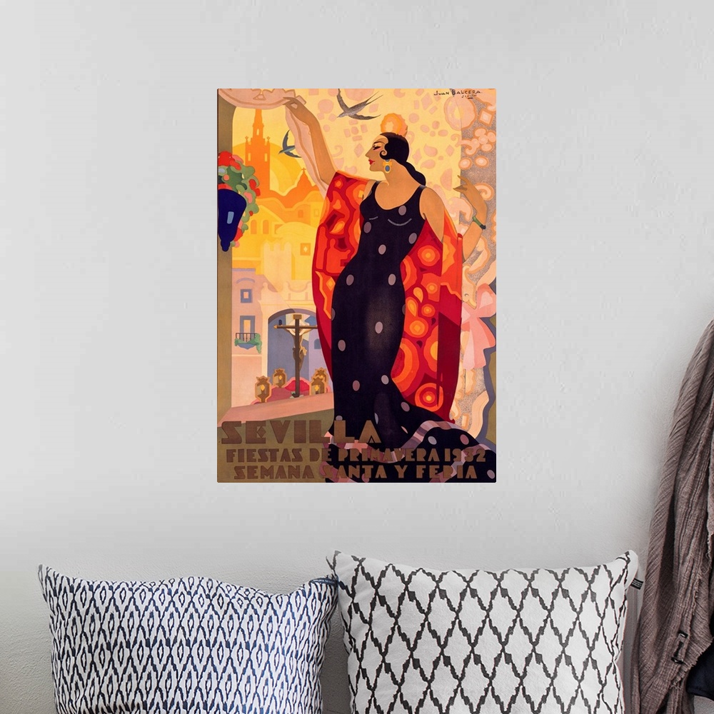 A bohemian room featuring Spanish Dance Poster, Sevilla