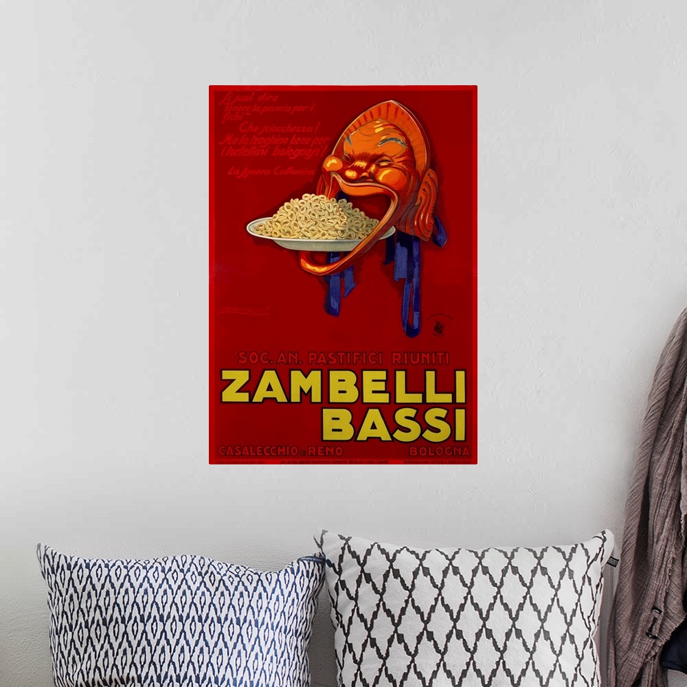 A bohemian room featuring Zambelli-Bassi Vintage Advertising Poster