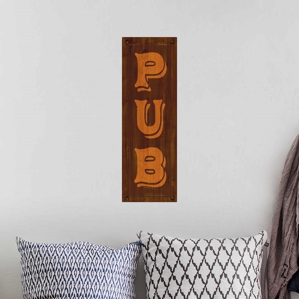 A bohemian room featuring Wooden Pub Sign
