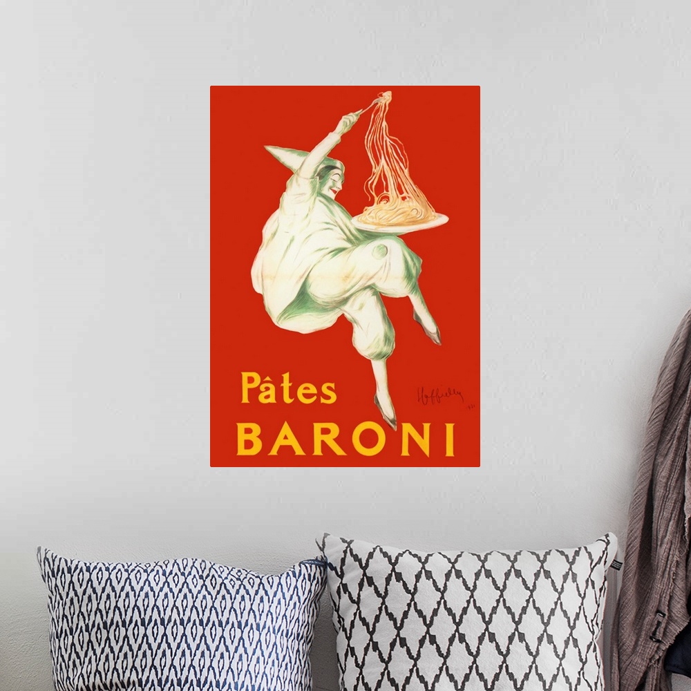 A bohemian room featuring Baroni - Vintage Pasta Advertisement