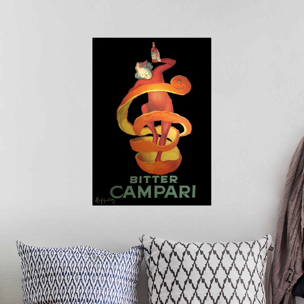 A bohemian room featuring Bitter Campari - Vintage Liquor Advertisement