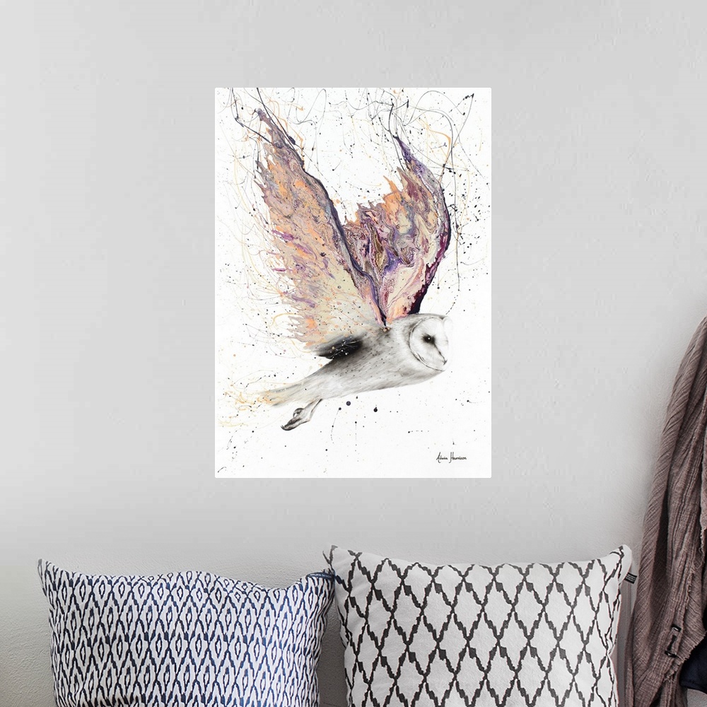 A bohemian room featuring Heart Winged Owl