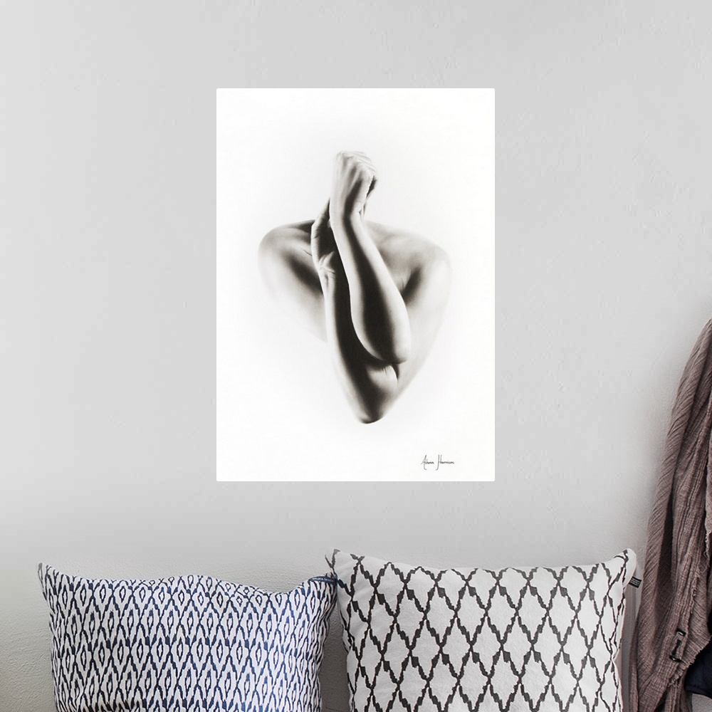 A bohemian room featuring Nude Woman Charcoal Study 55
