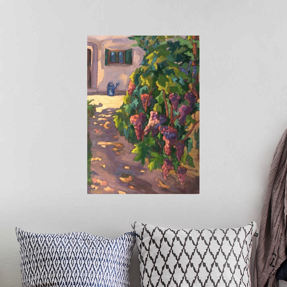 A bohemian room featuring In the Vineyard, oil on board