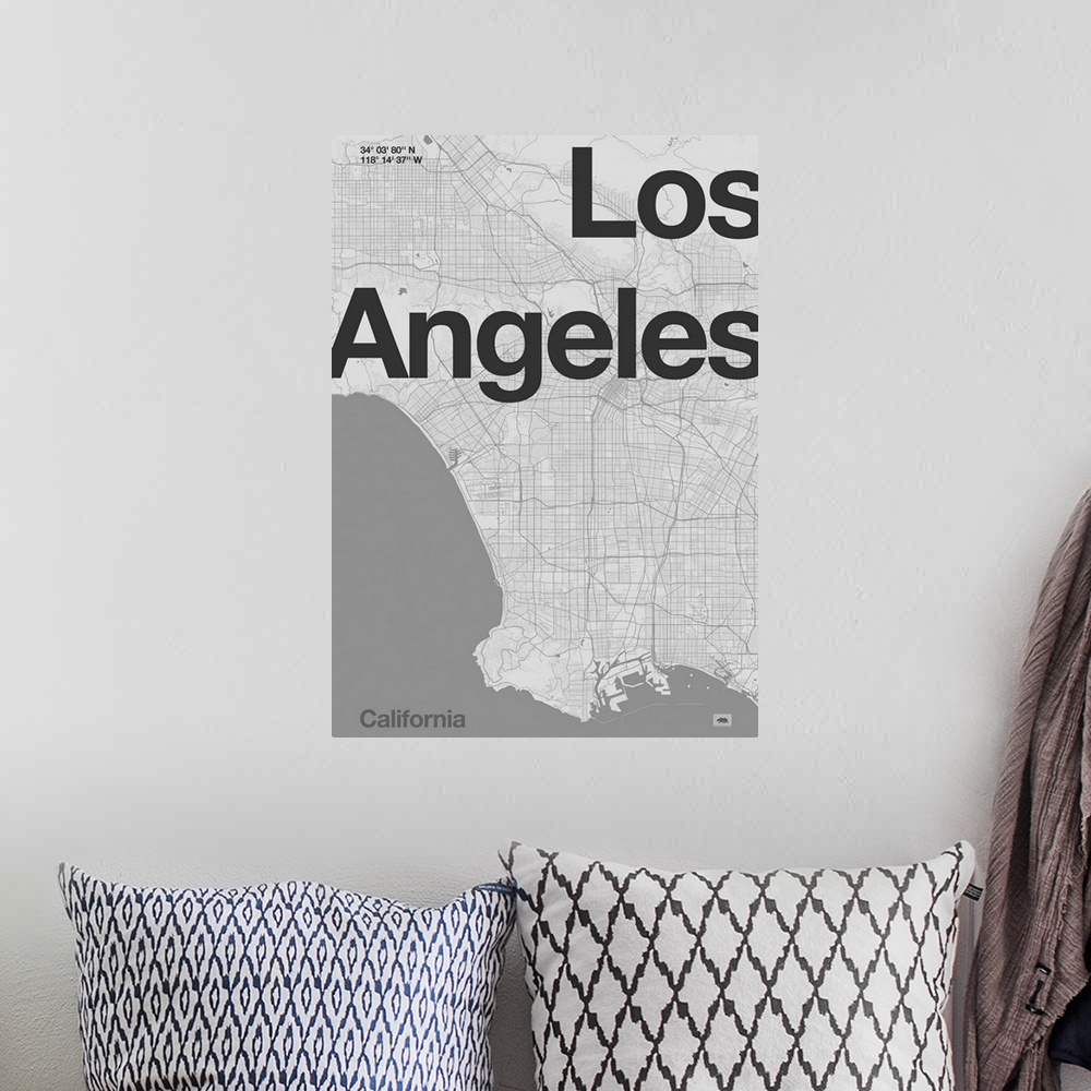 A bohemian room featuring Los Angeles Minimal Map, 2020