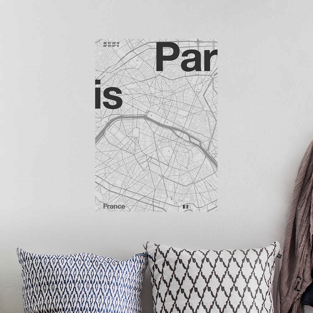 A bohemian room featuring Paris Minimal Map, 2020