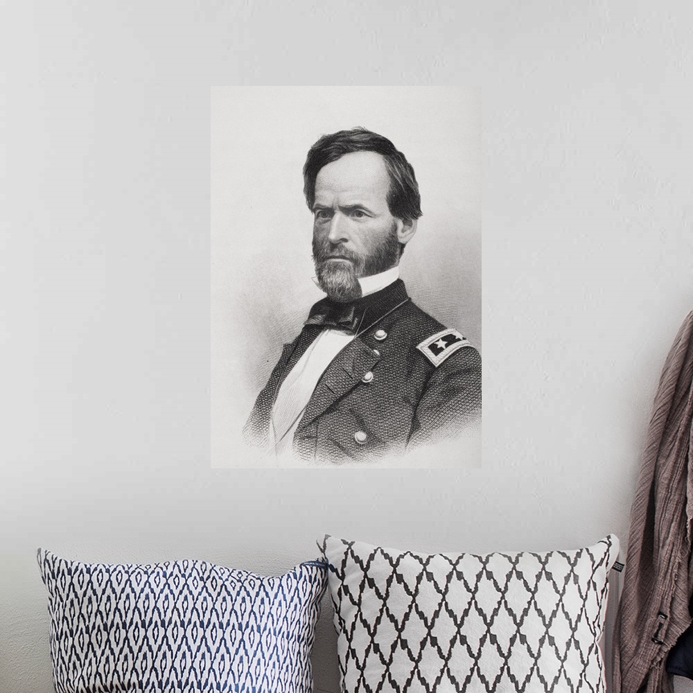 A bohemian room featuring Portrait of General William Tecumseh Sherman (1820-91)