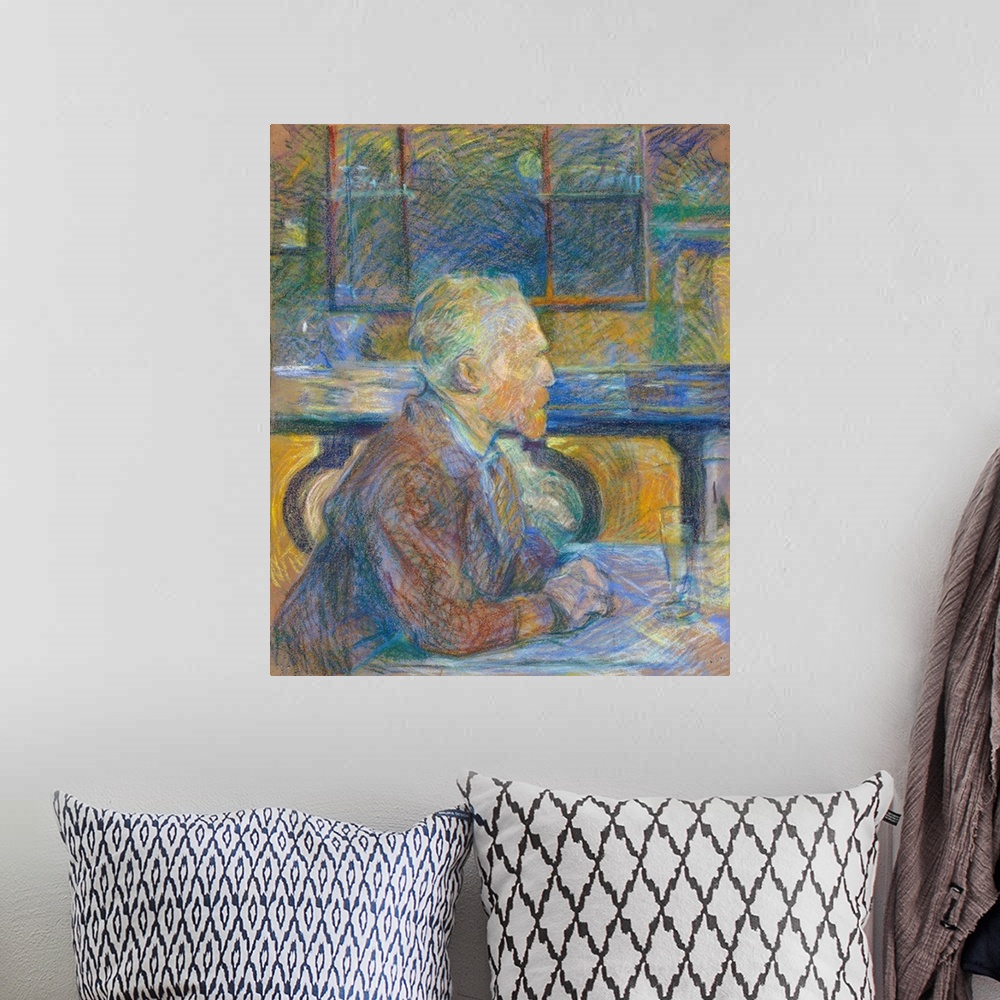 A bohemian room featuring Portrait of Vincent van Gogh