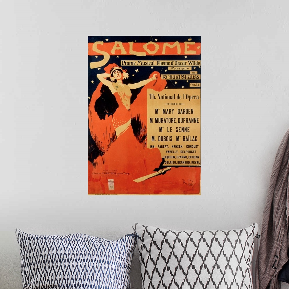 A bohemian room featuring XJL158468 Poster advertising 'Salome', opera by Richard Strauss (1864-1949) (litho) by Tilke, Max...
