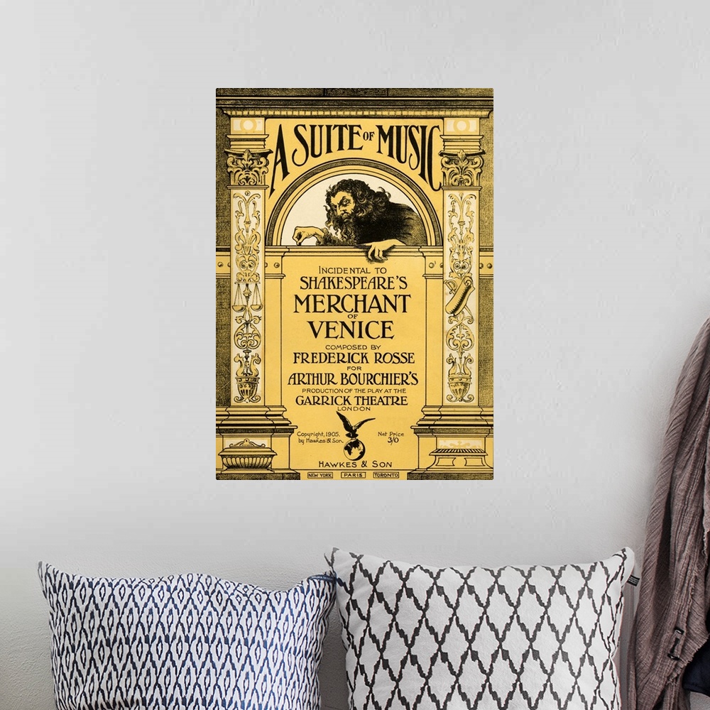 A bohemian room featuring SHAKESPEARE's- MERCHANT OF VENICE Title Page/cover of score for music accompanying the play, by F...