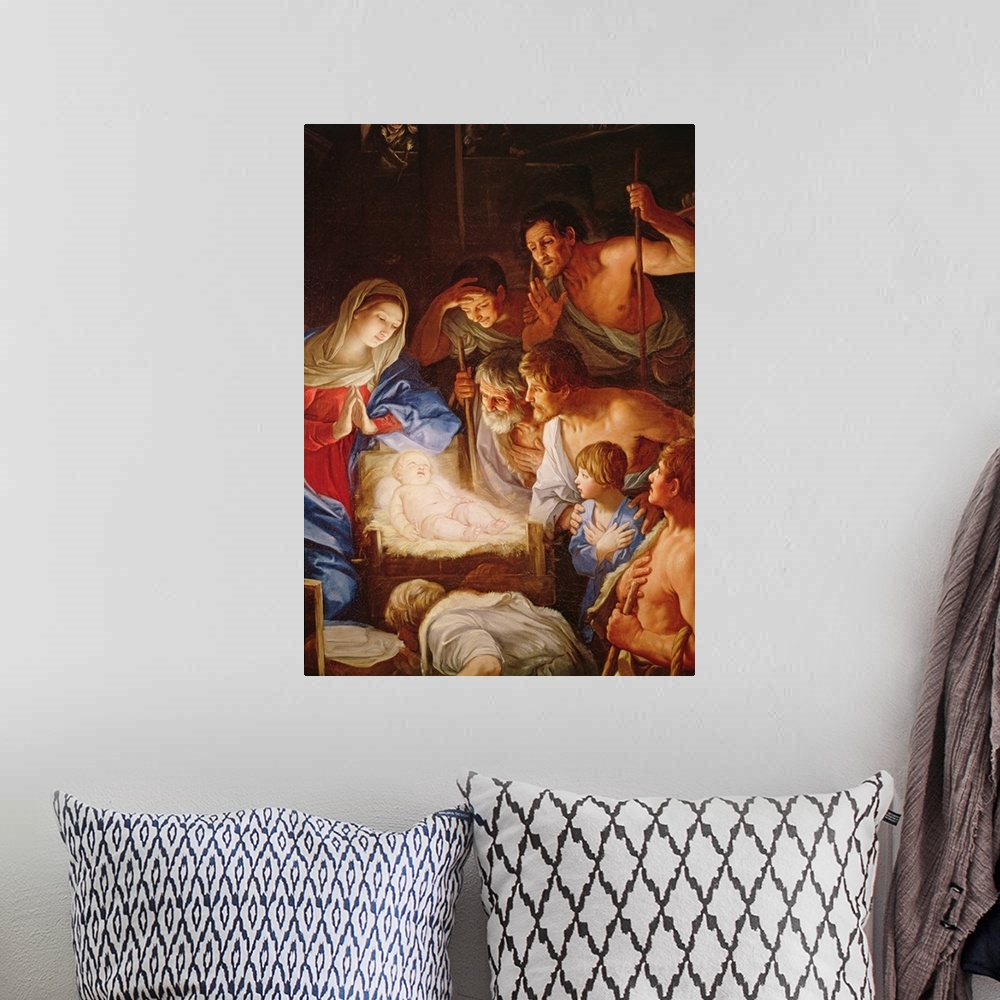 A bohemian room featuring Adoration des Bergers, le groupe autour de Jesus;