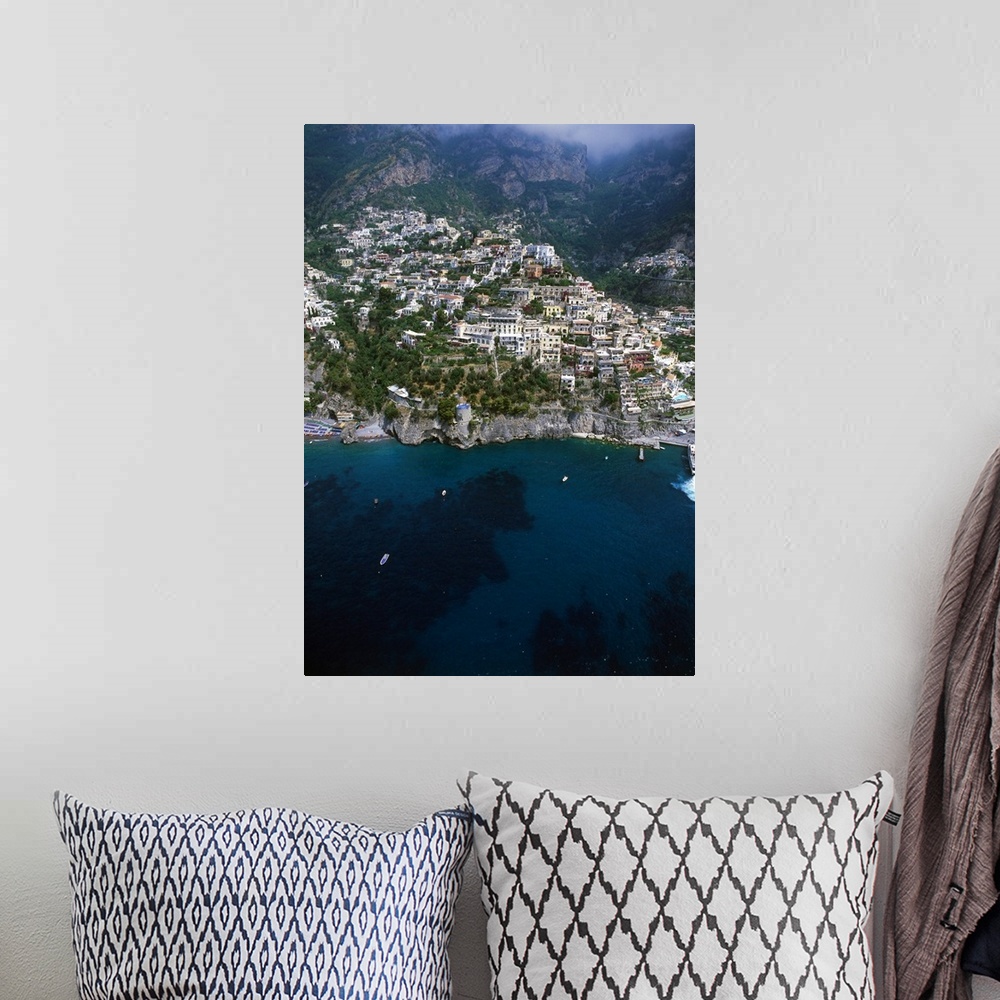 A bohemian room featuring Italy, Campania, Positano, Amalfi Coast, aerial view of Positano