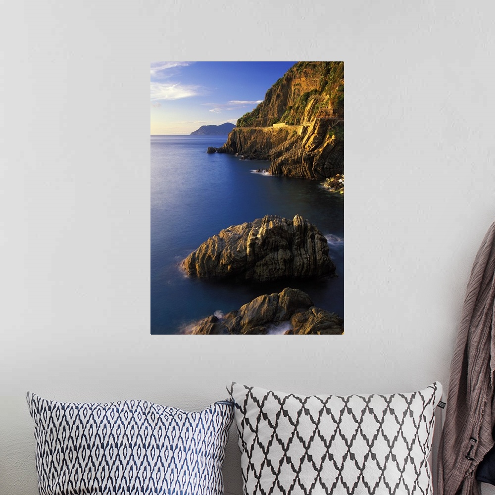 A bohemian room featuring The coastline with its cliffs and rock formations near Riomaggiore in the 5 Terre-Liguria-Italy.....