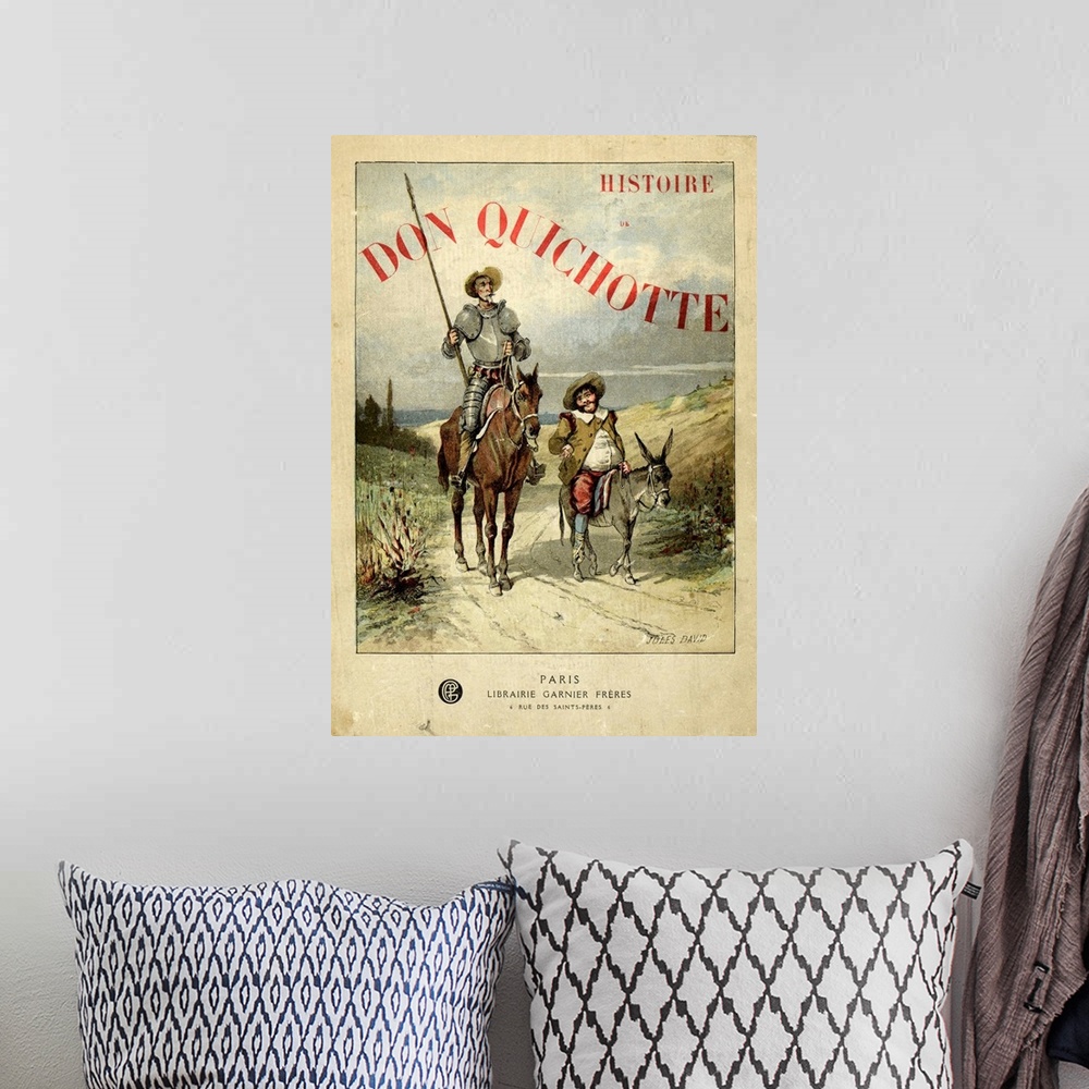 A bohemian room featuring Book Cover of 'Don Quichotte' (Don Quixote), illustrated by Jules David, Librairie Garnier.