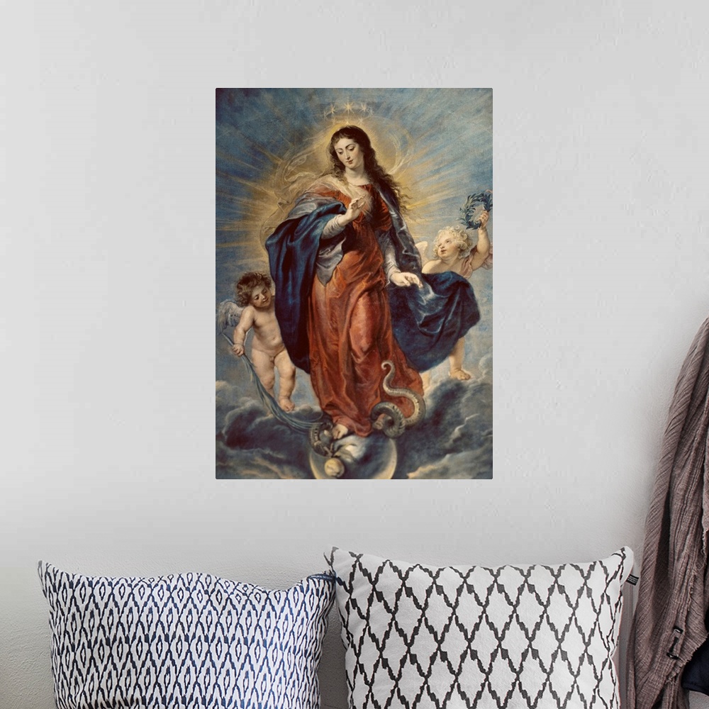 A bohemian room featuring RUBENS, Peter Paul (1577-1640). Immaculate Conception. 1628 - 1629. Flemish art. Oil on canvas. S...