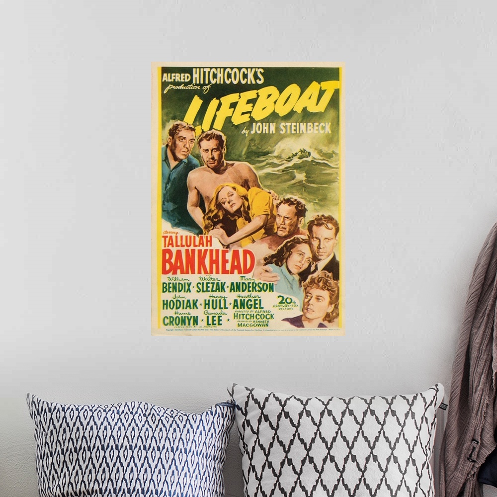A bohemian room featuring Lifeboat, Poster, From Left: William Bendix, John Hodiak, Tallulah Bankhead, Henry Hull, Mary And...