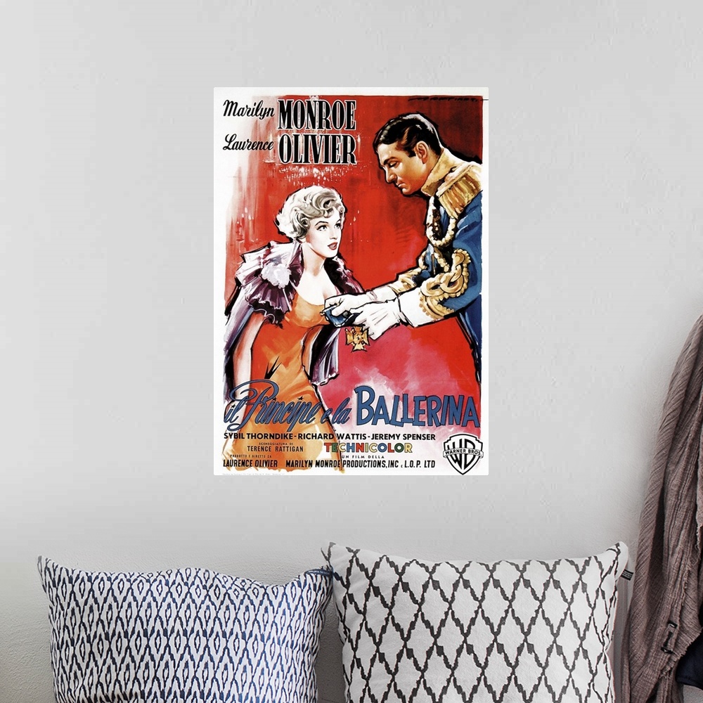 A bohemian room featuring The Prince And The Showgirl, (aka Il Principe E La Ballerina), Italian Poster Art, From Left: Mar...